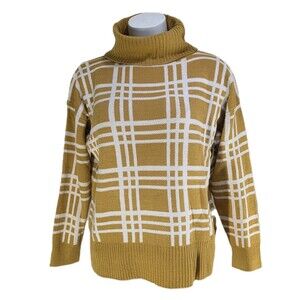 VTG Women’s Plus 4X Yellow Plaid Cowl Turtleneck Sweater NWOT Easy Essentials